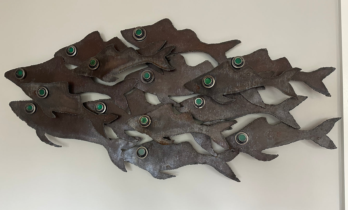 Handcrafted School of Fish Wall decor upcycled from wheelbarrows